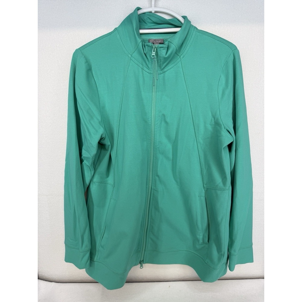 NWOT T By Talbots Green Full Zip Scuba Jacket Size Large